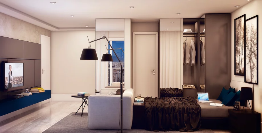 STUDIO de 34 m² tem o tamanho ideal para você morar com estilo, bem localizado, sem pagar muito.