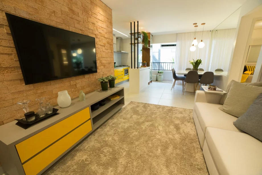 SALA - Fotos reais do apartamento decorado de 90 m².