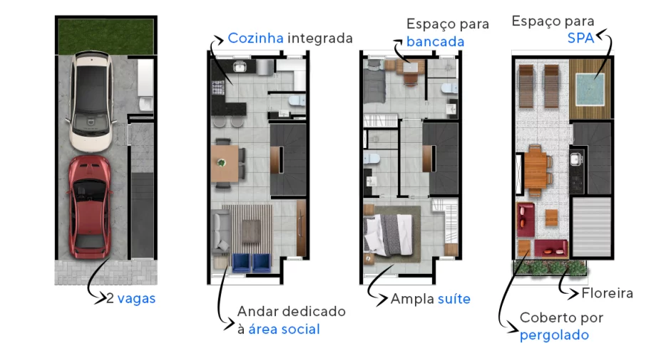 145 M² - 2 SUÍTES. CASAS. Casas na Vila Mariana com cozinha integrada ao living no 1° pavimento e área de lazer no rooftop. 